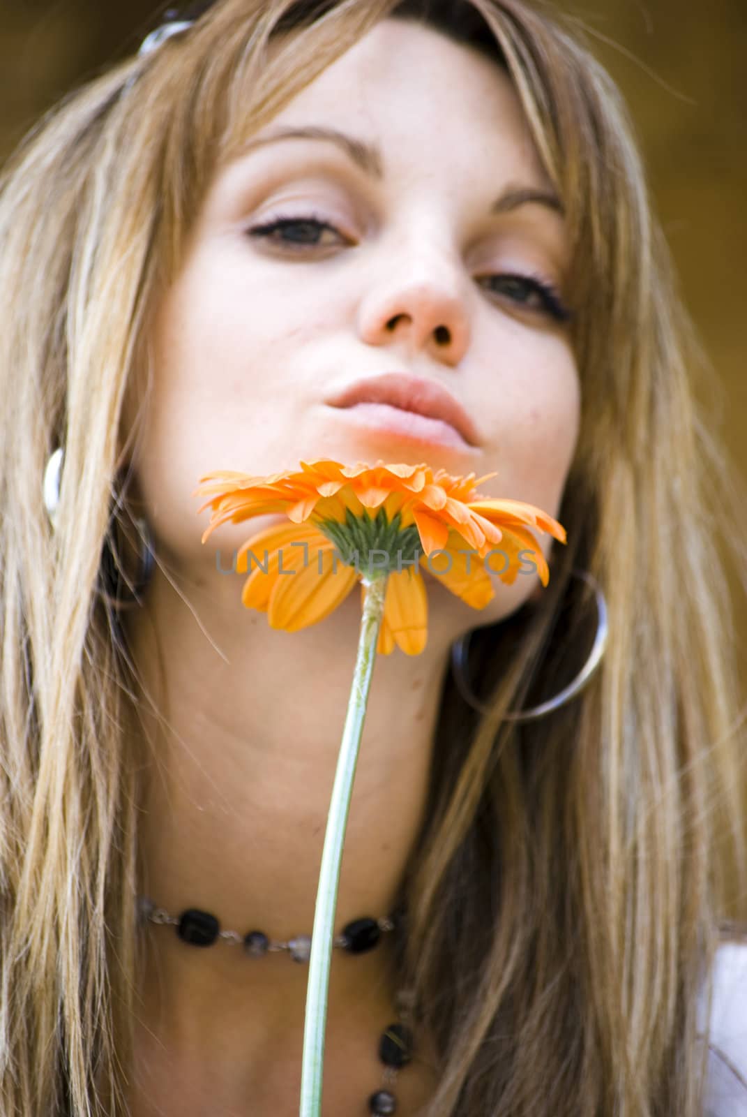 beautiful young woman with flower by Dessie_bg