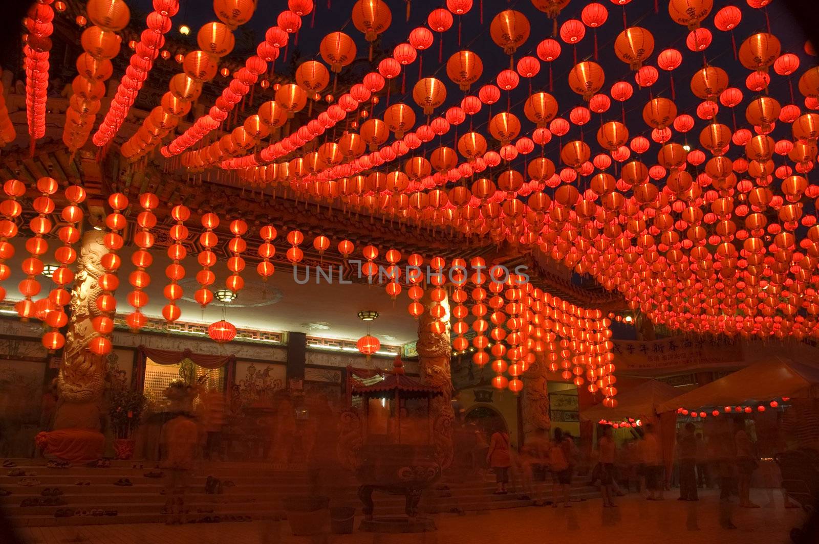 Oriental lanterns display at temple.