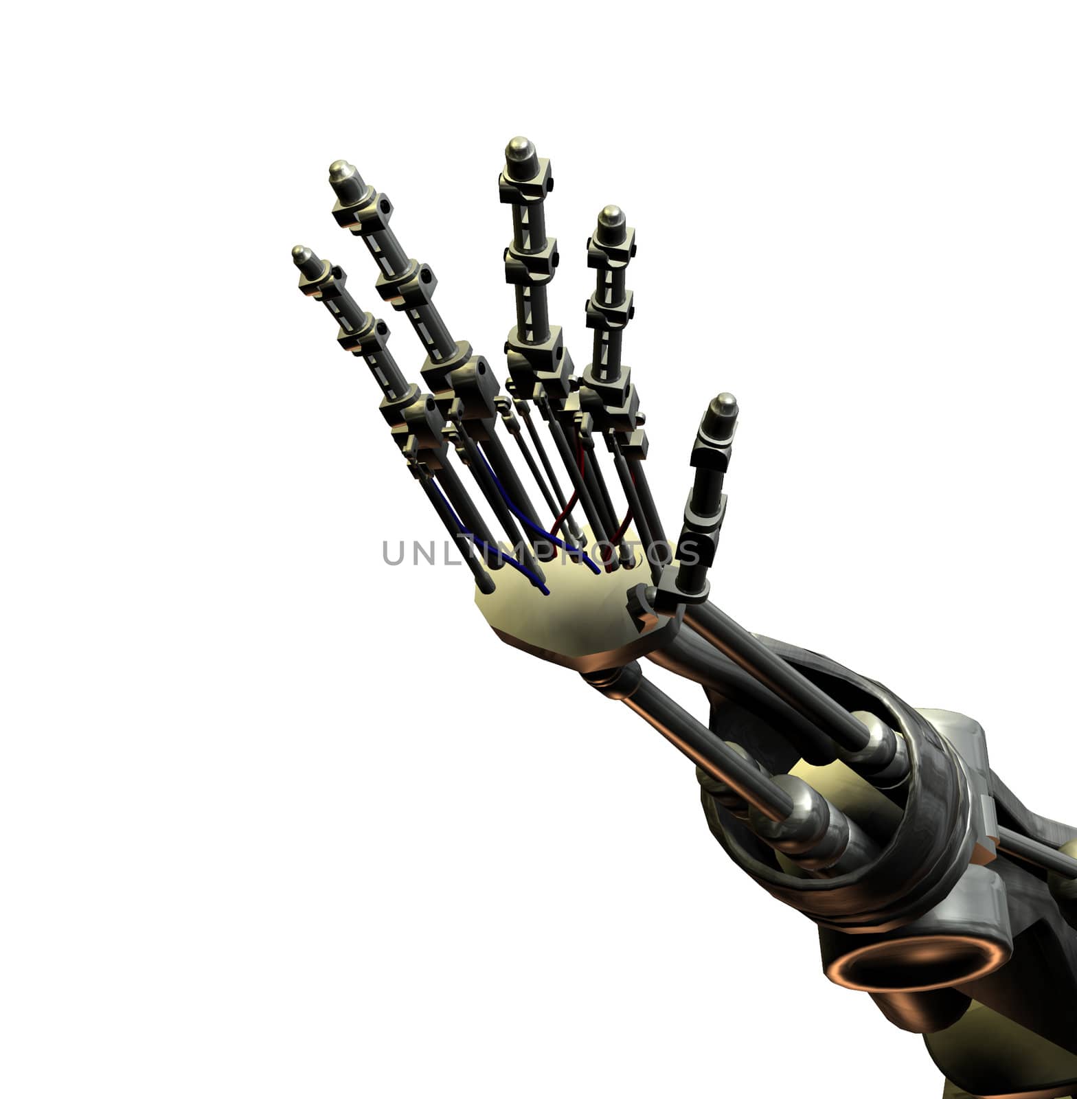 An outreaching hand from a futuristic android.