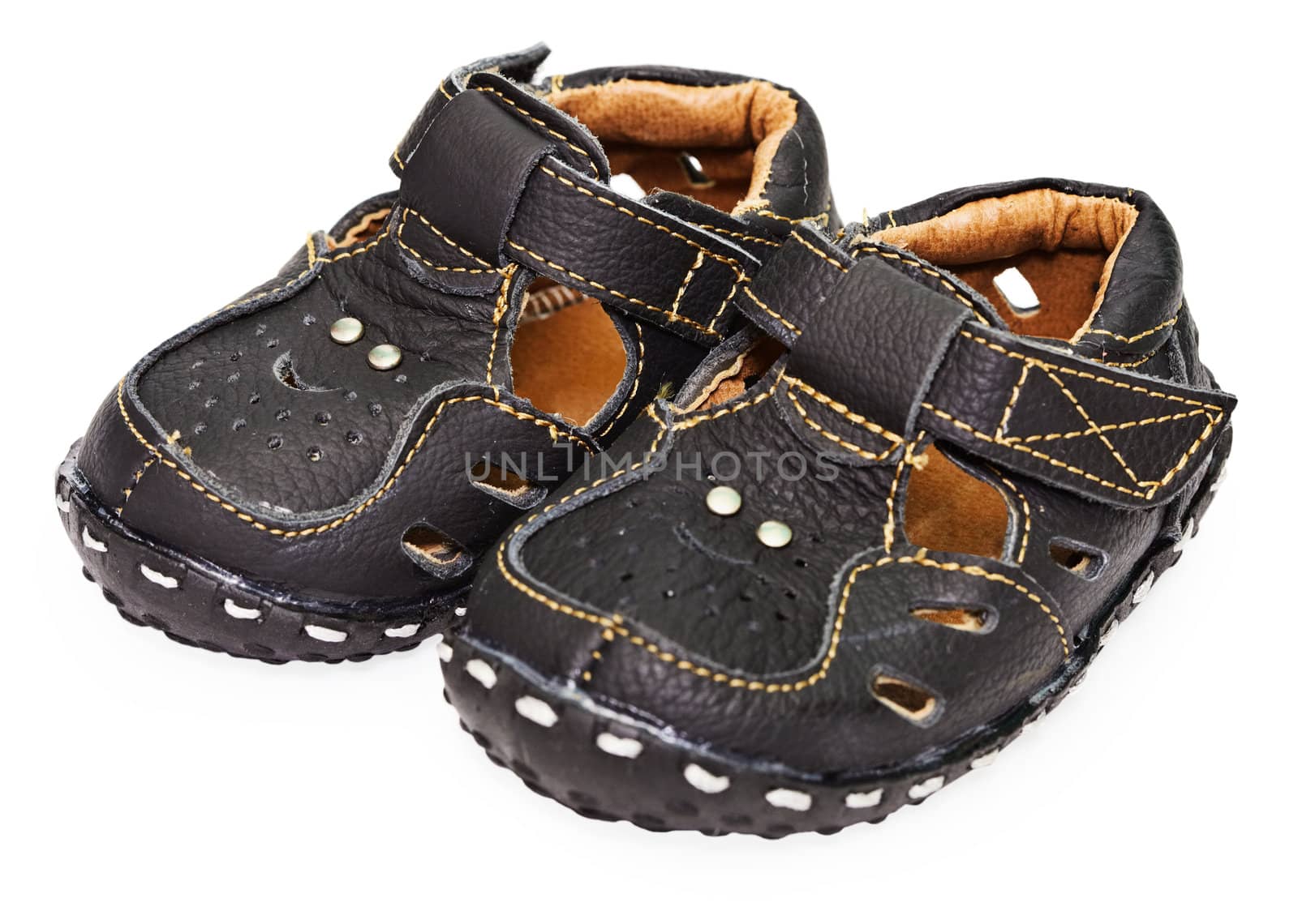Dark leather sandals for children by pzaxe