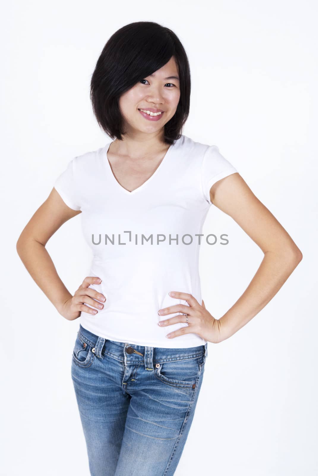 Portrait of Asian Chinese female smiling.