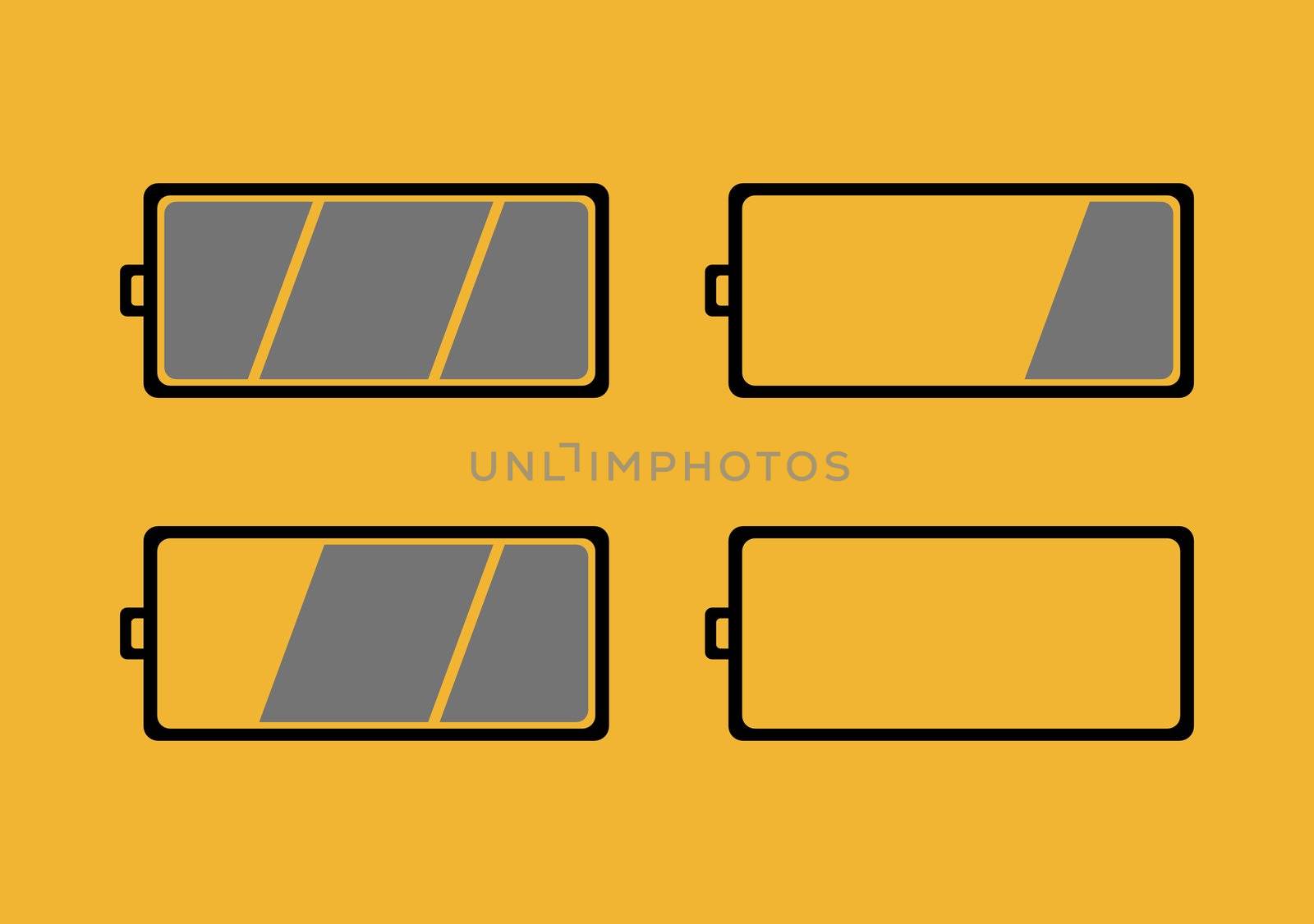 illustration showing different battery level symbols