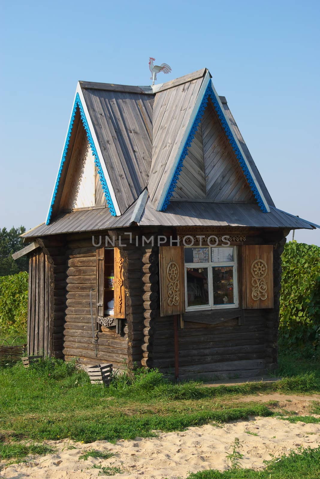 traditional lodge from tree- monument public creative activity