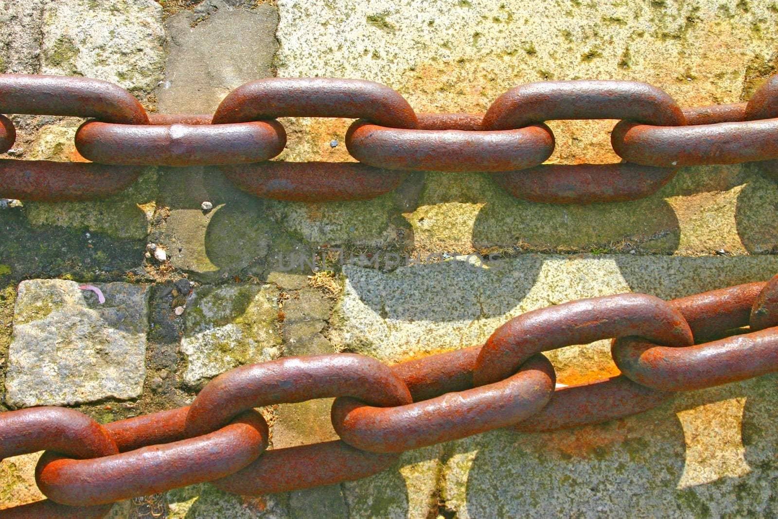 Rusty Stong Iron Chains at Dock