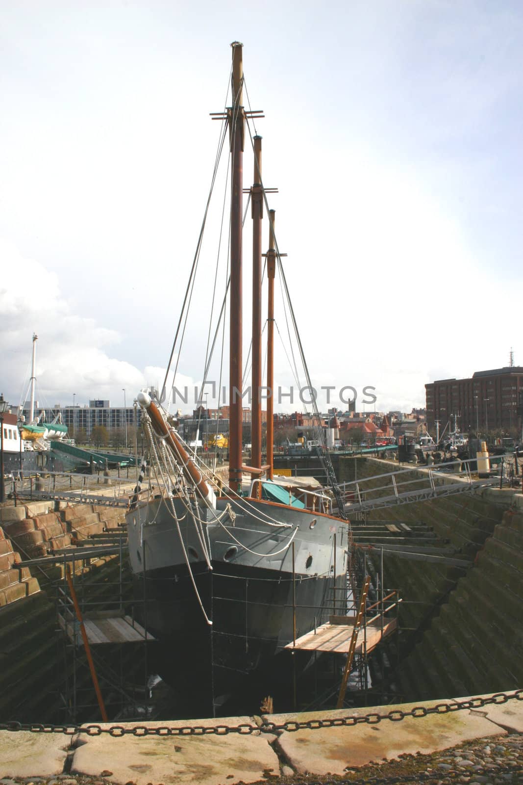 Old Sailing Ship in Liverpool Dry Dock 