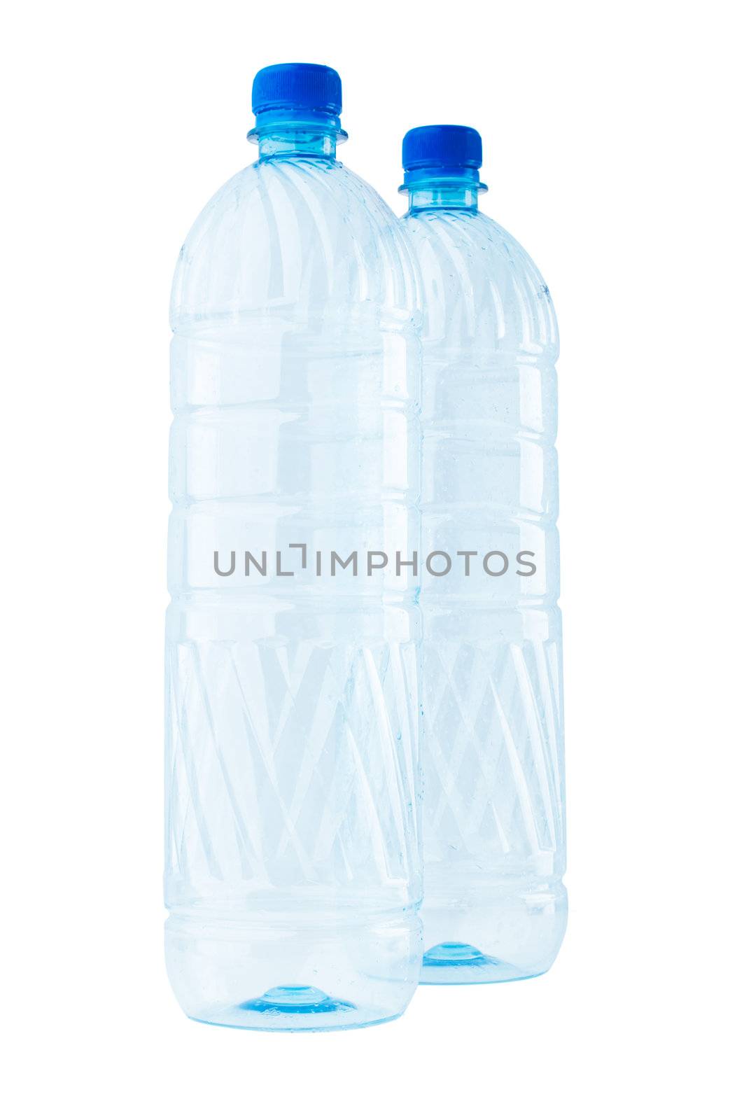 Two empty plastic bottles isolated on white.