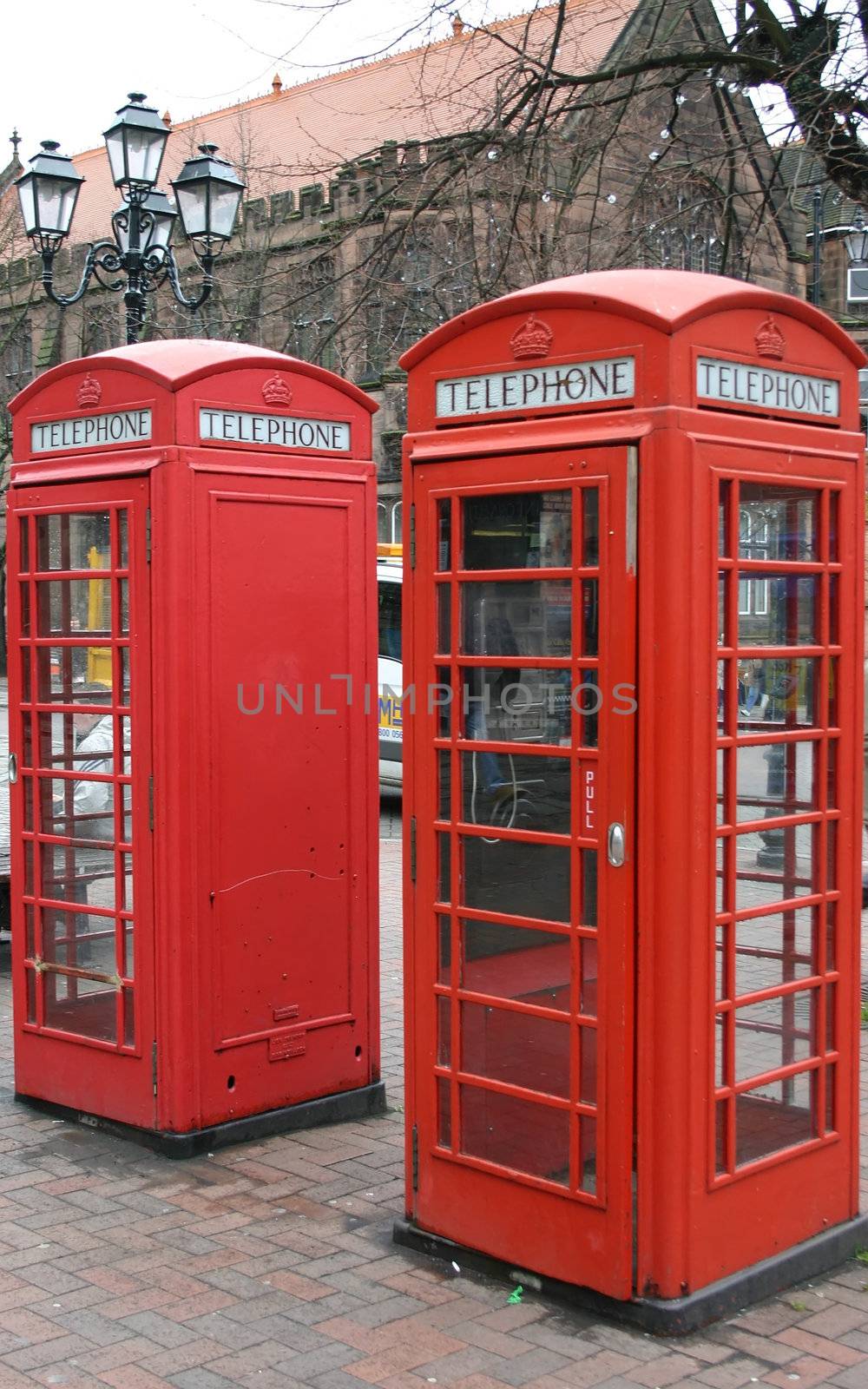 Two Red Phone Boxes in Chester England