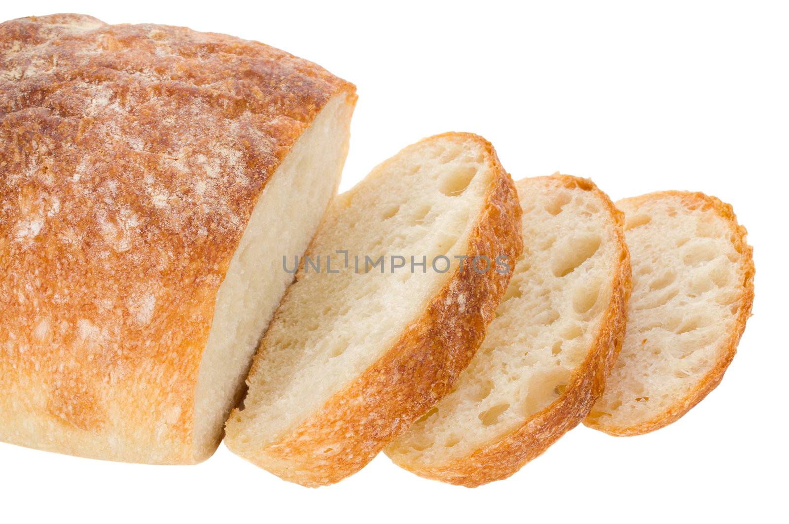 close-up white bread, isolated on white
