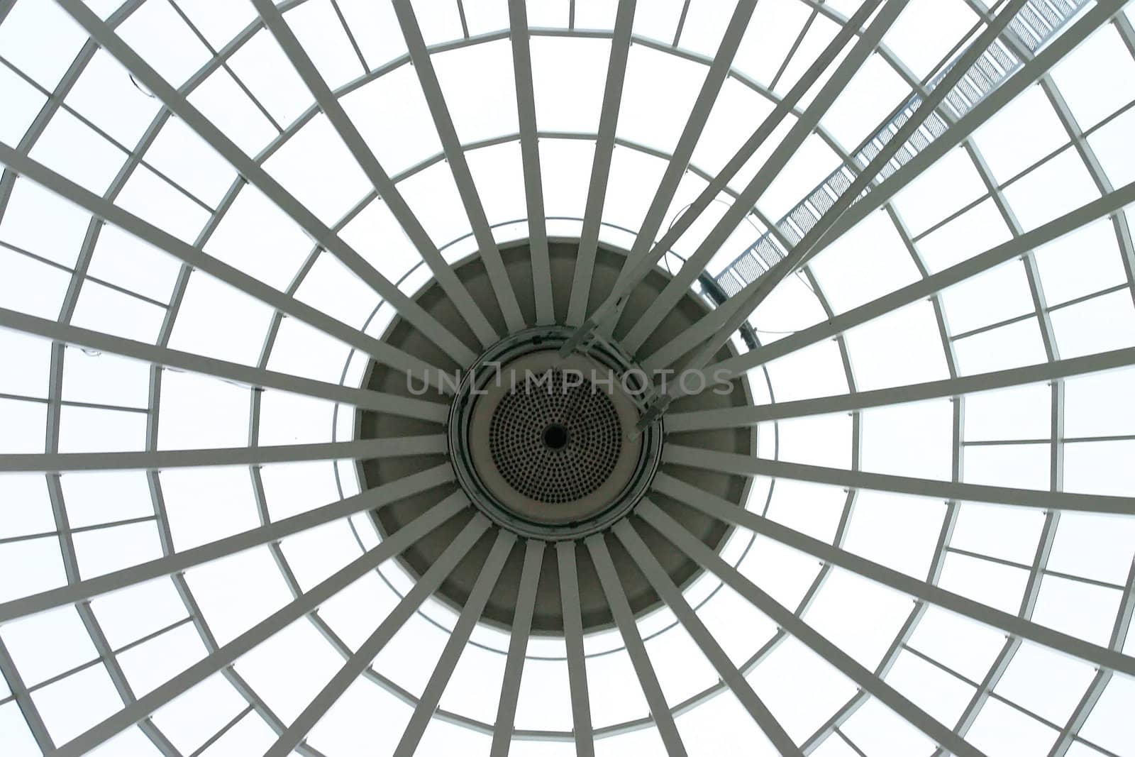 View upto peak of glass dome