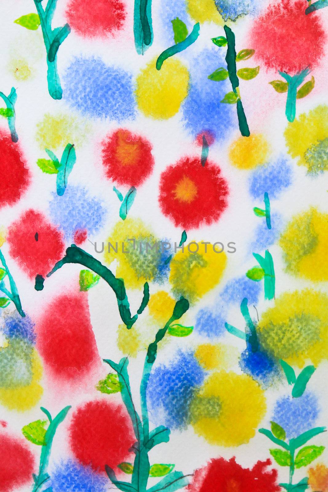 colorful flower watercolor for background