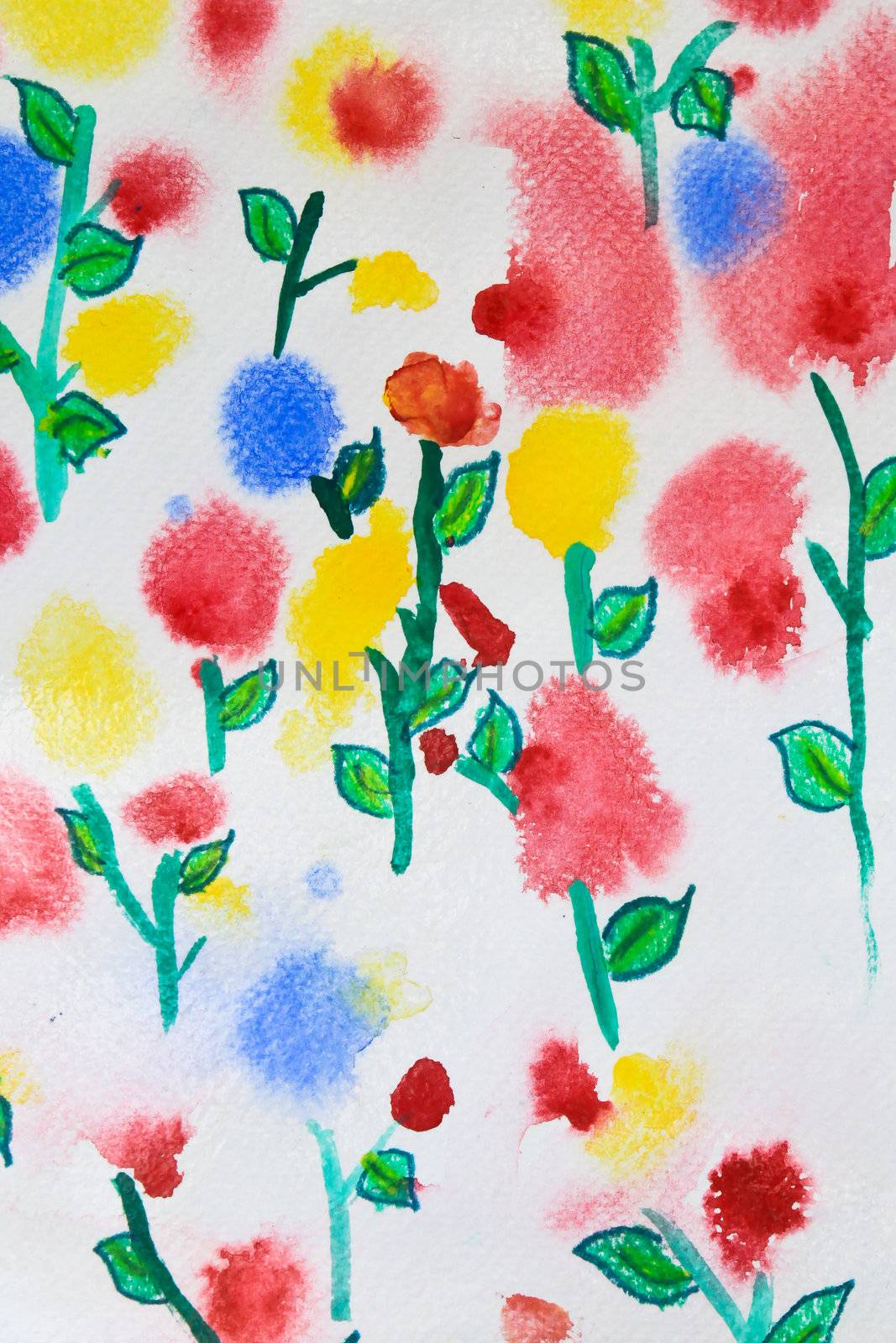 colorful flower watercolor by nuchylee