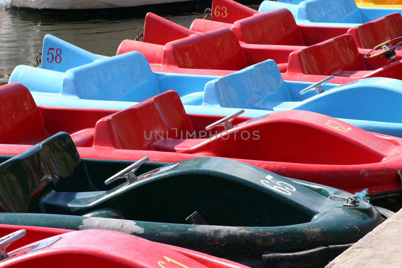 7 Pedalo Boats on the River Dee In Chester England