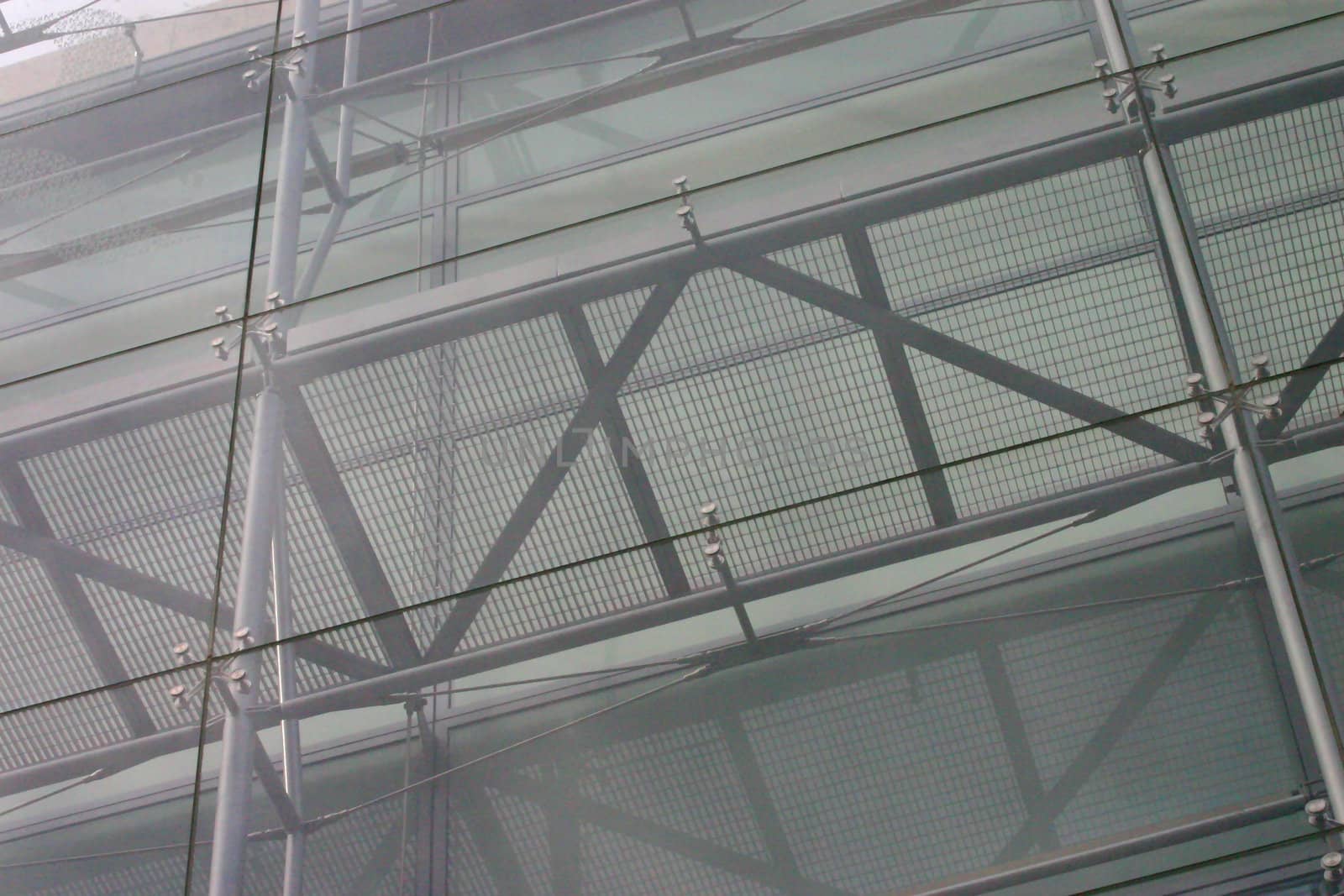 Closeup of Exterior of Modern Glass and Steel Building