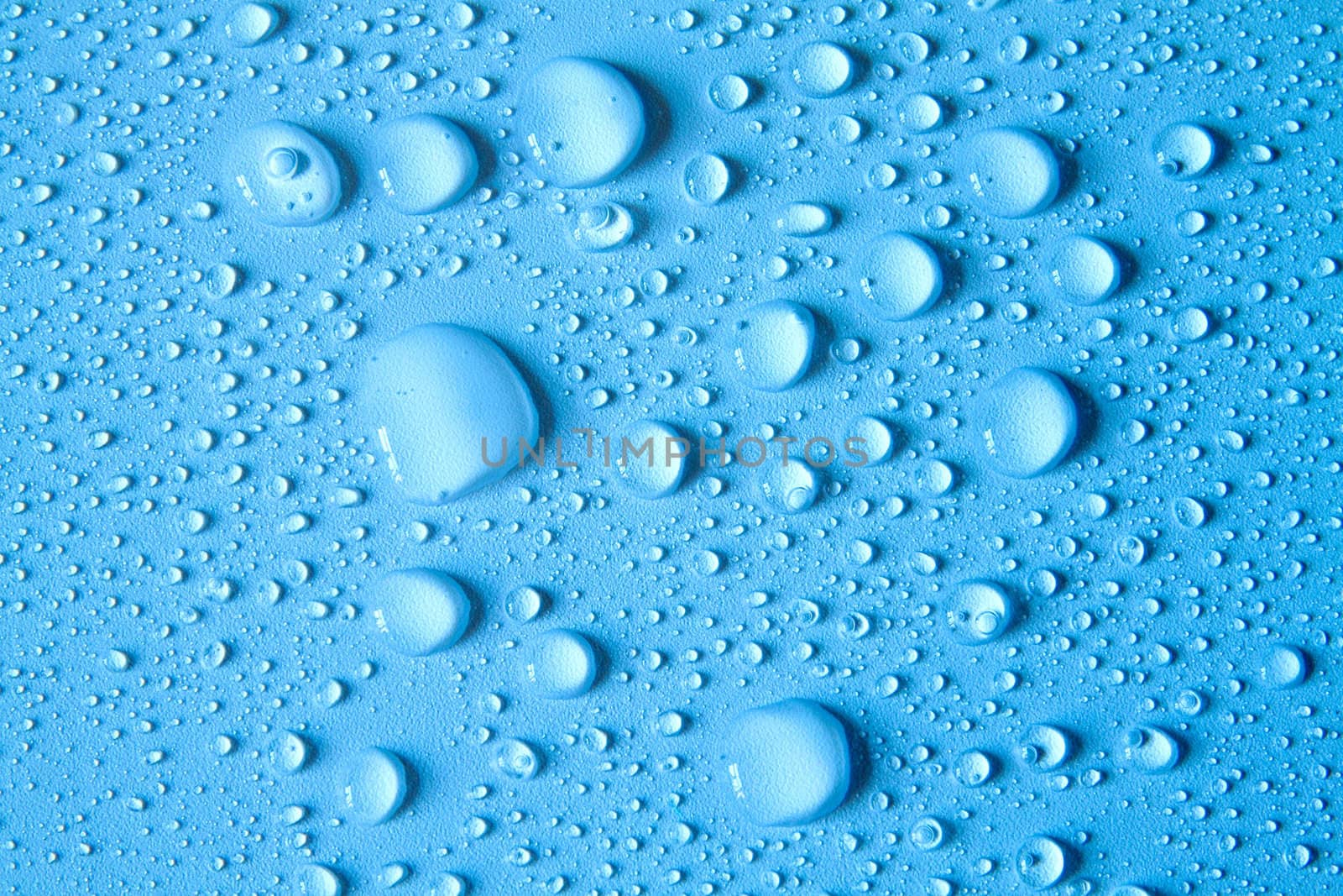 drops of water on blue background