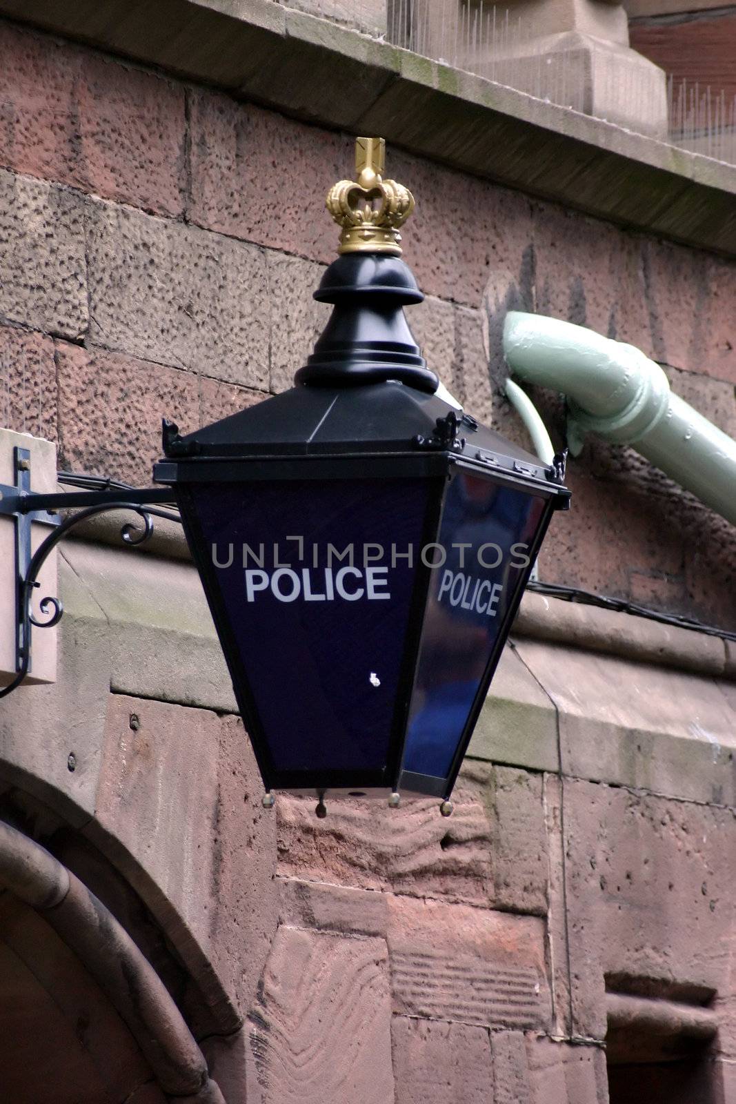 Old Blue Police Lamp in Chester England