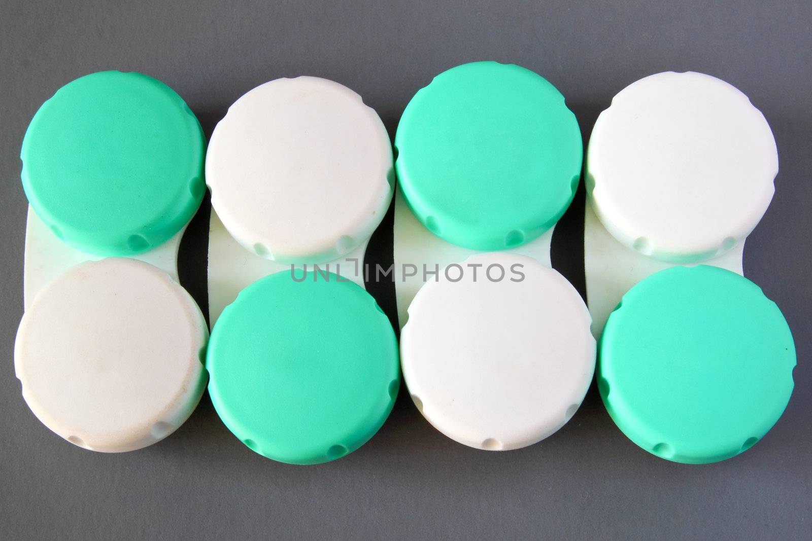 Contact Lens Container on grey background