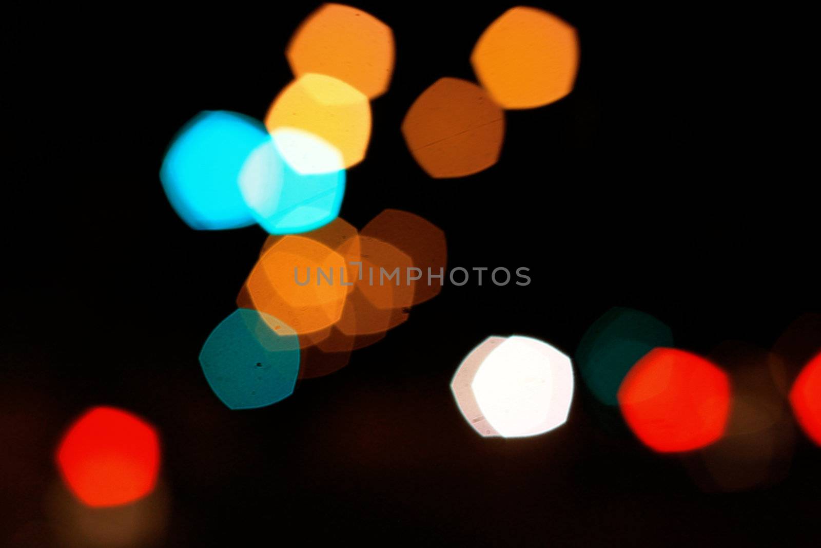 colorful pentagon bokeh on the street