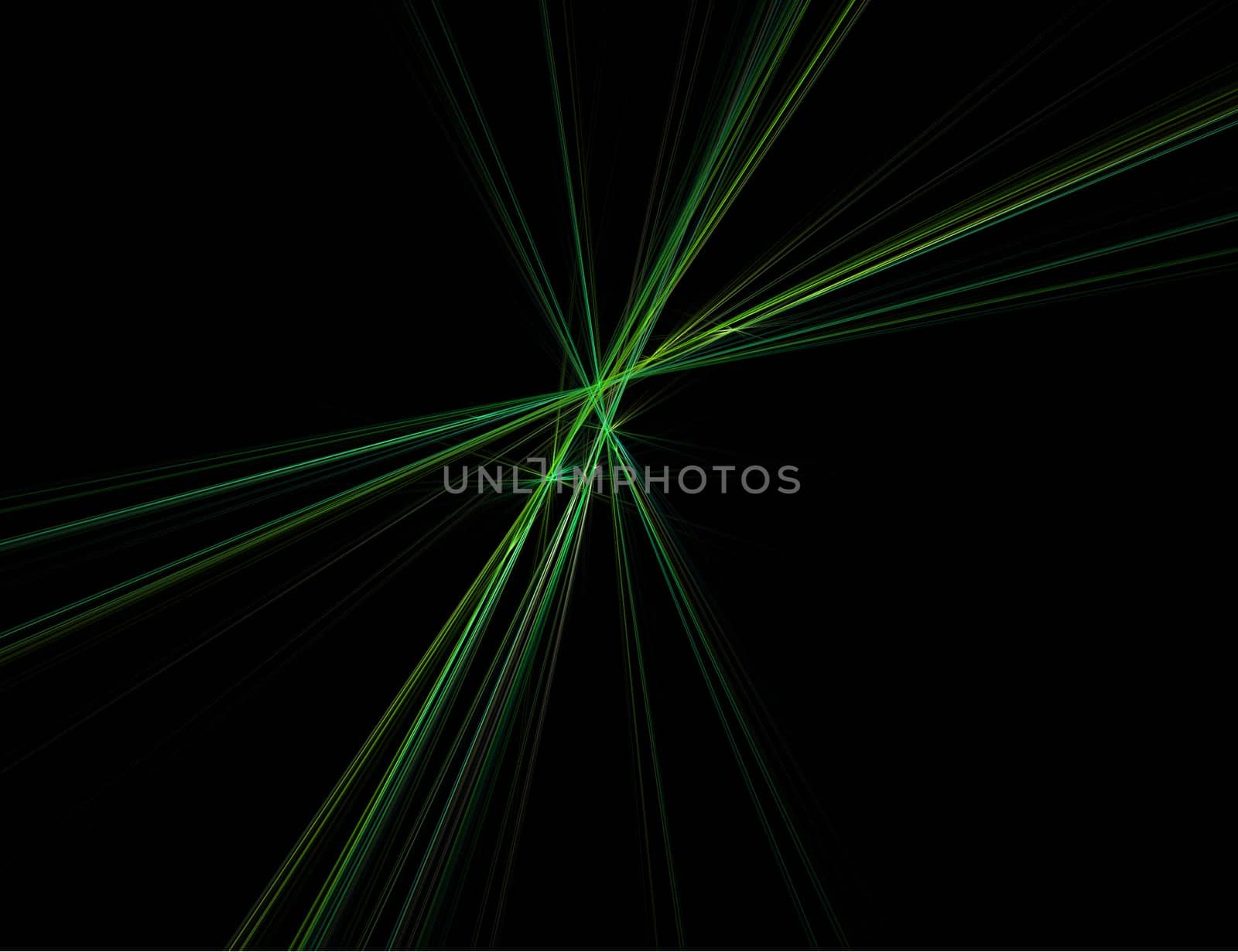 Abstract Background of Laser Rays in Green Against Black