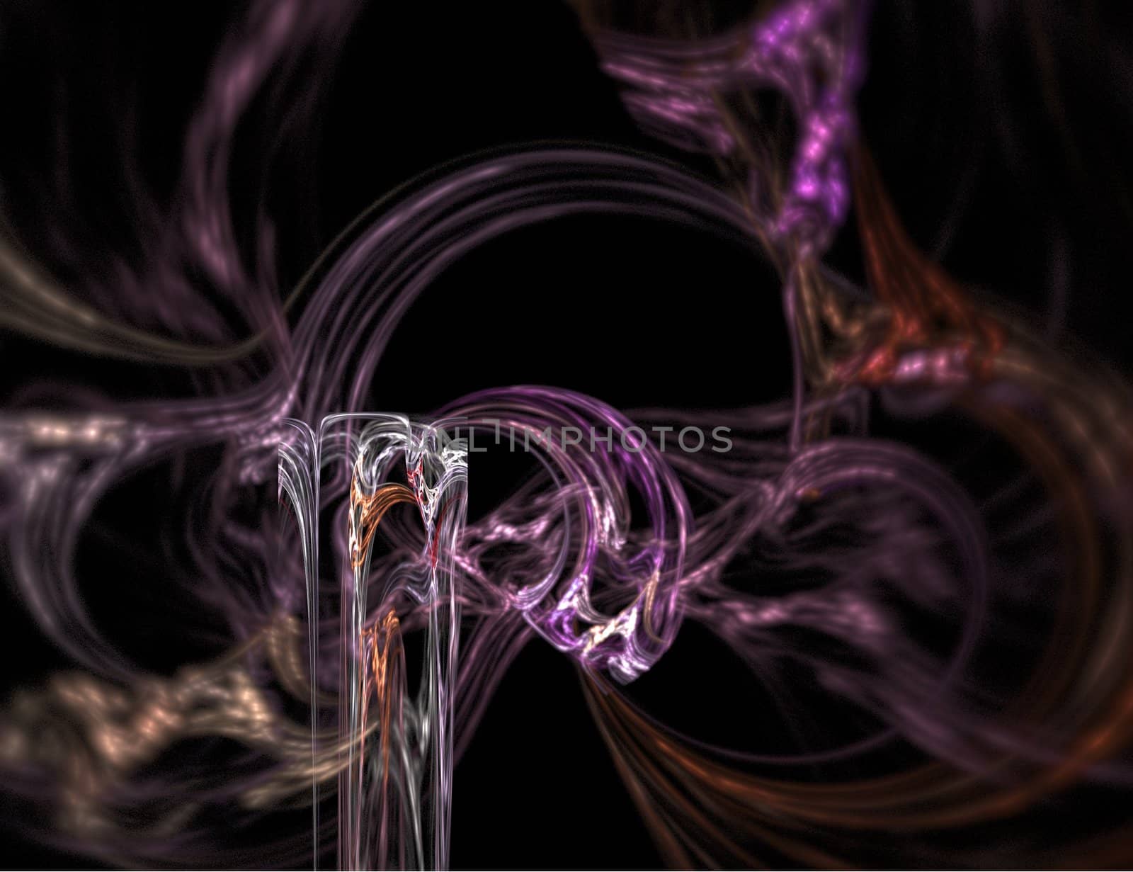Ghostly Purple Abstract Swirls on Black