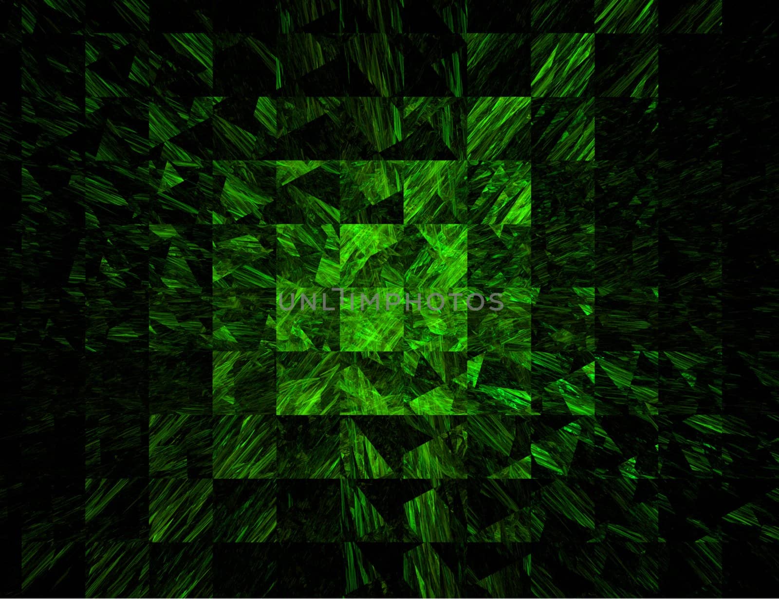 Bright Green Abstract Squares on Black Background