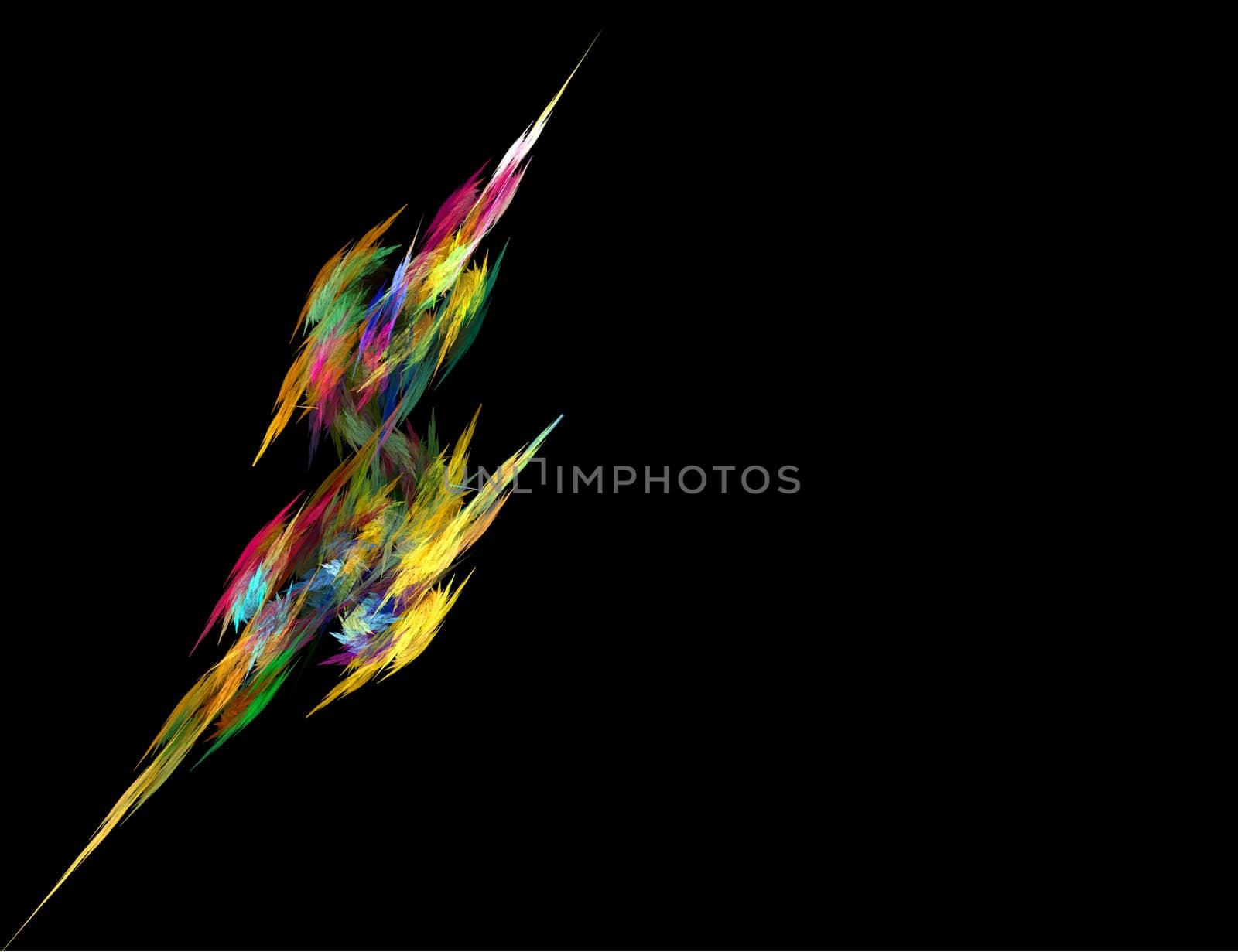 Colorful Abstract Crystal Lightning on Black Background