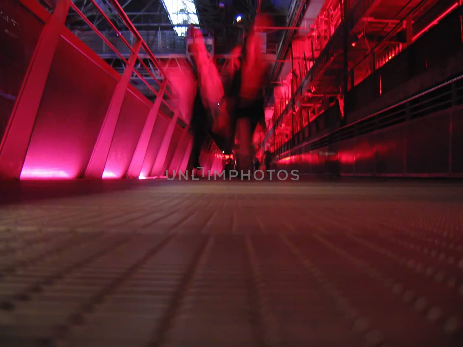 Red Walkway in Big Factory