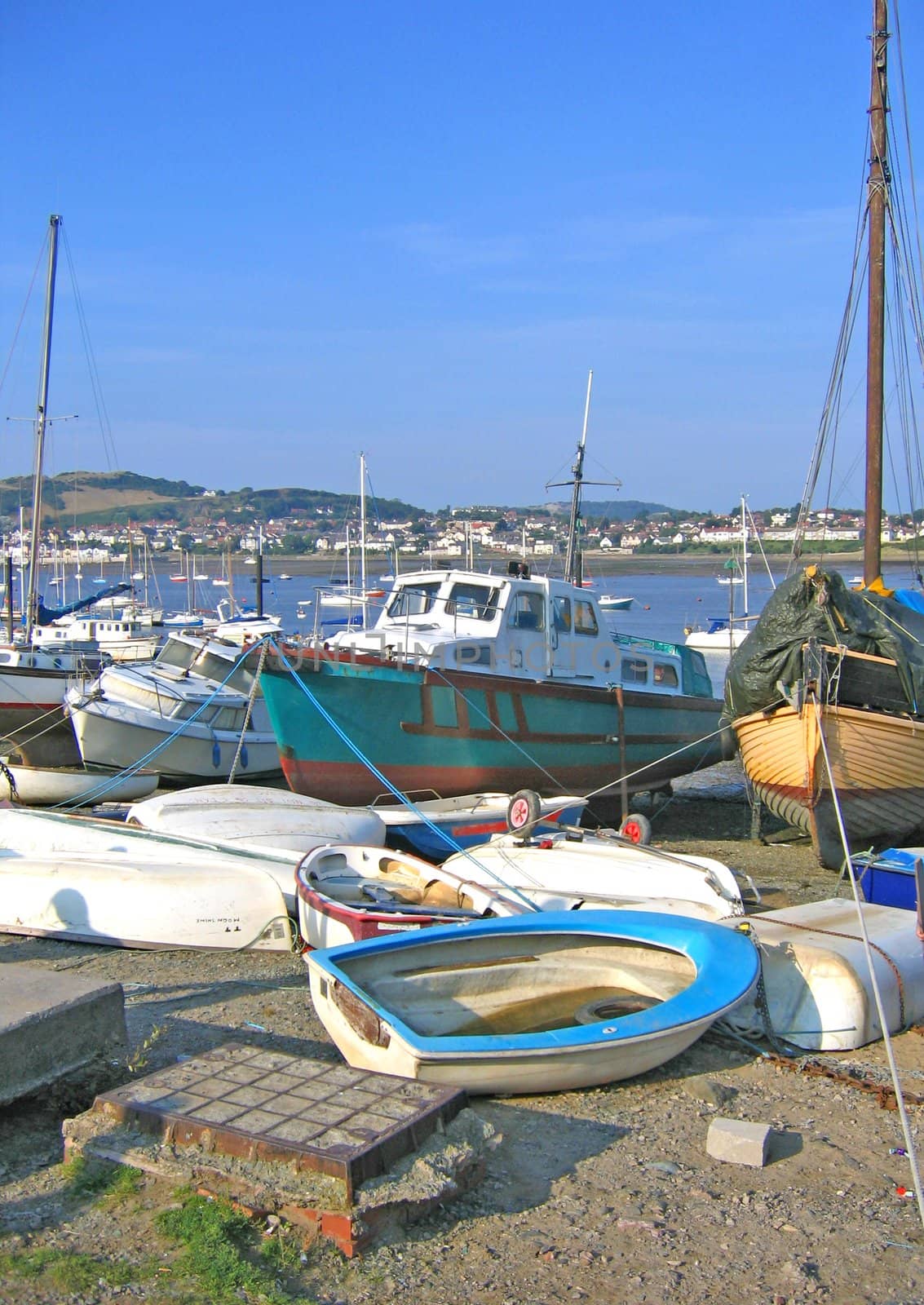 Boats Moored on the River Conwy in Wales