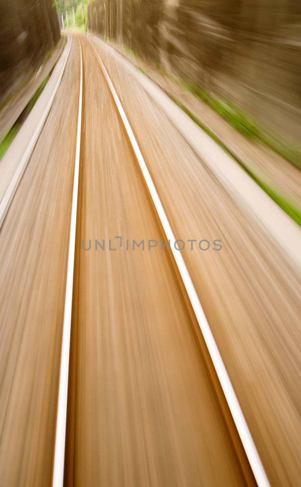 It is railway track with high speed motion blur.