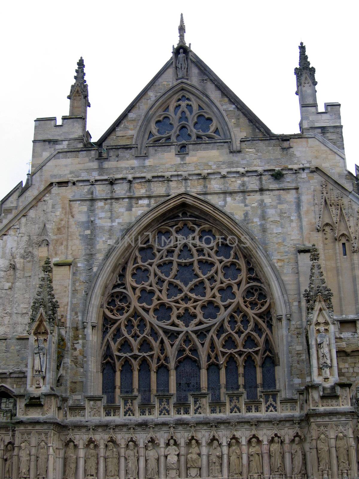 Front of Exeter Cathedral in Devon England