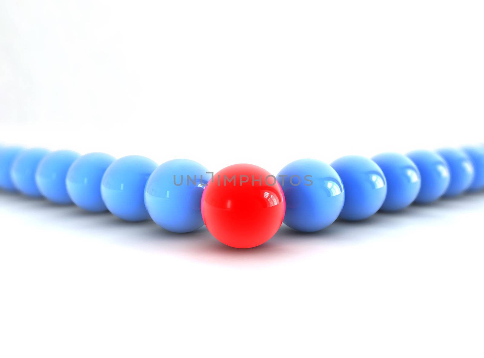Composition of blue spheres wit one red