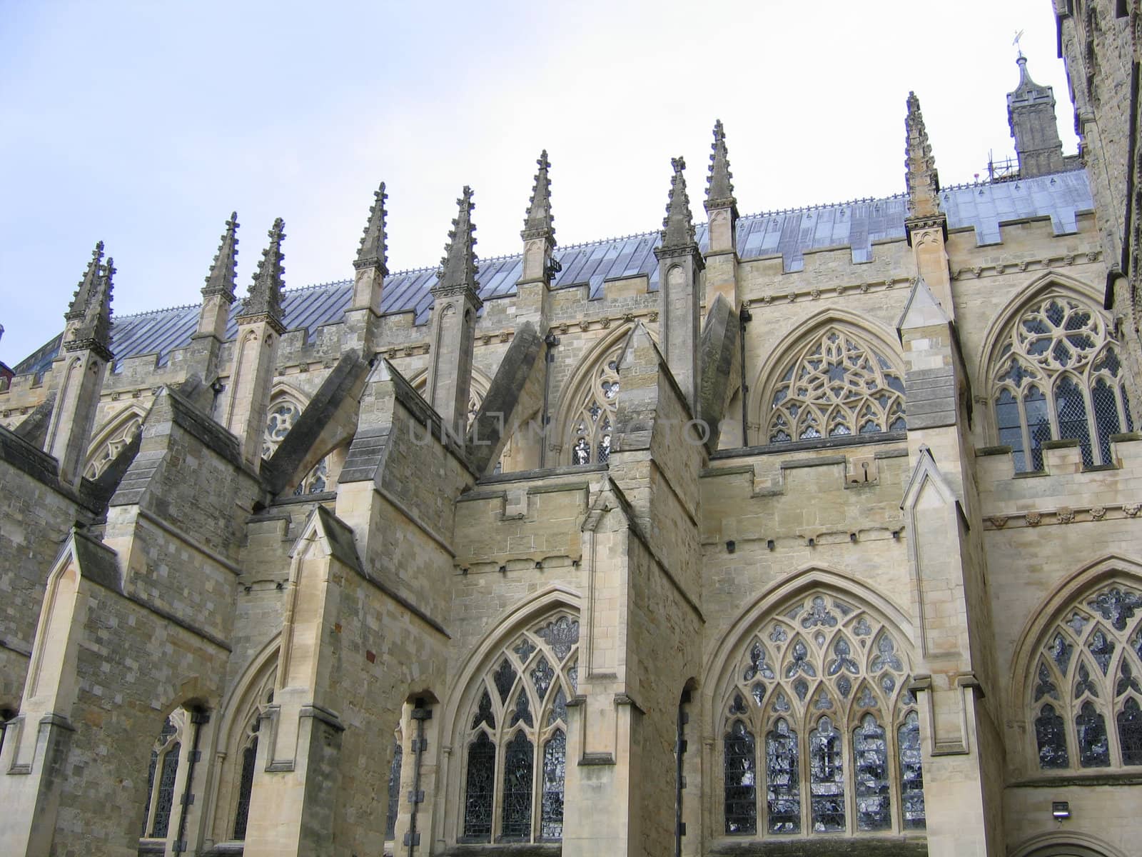 Flying Butresses on the Side of an English Cathedral