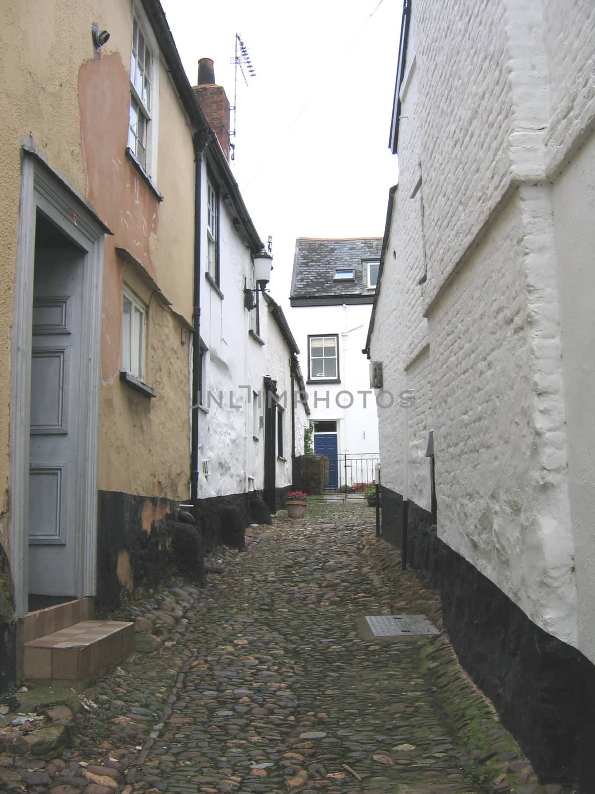 Cobbled Alley and Houses in South Devon