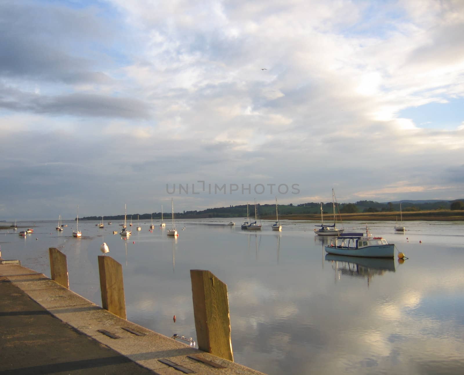 Boats on an English River at Sunset by green308