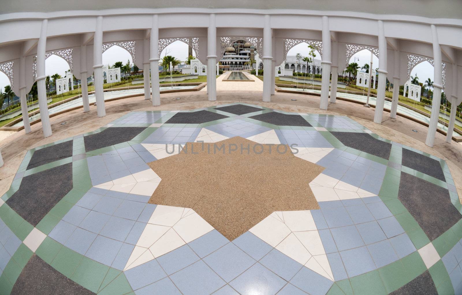 Islamic Architecture at Crystal Mosque Terengganu Malaysia.