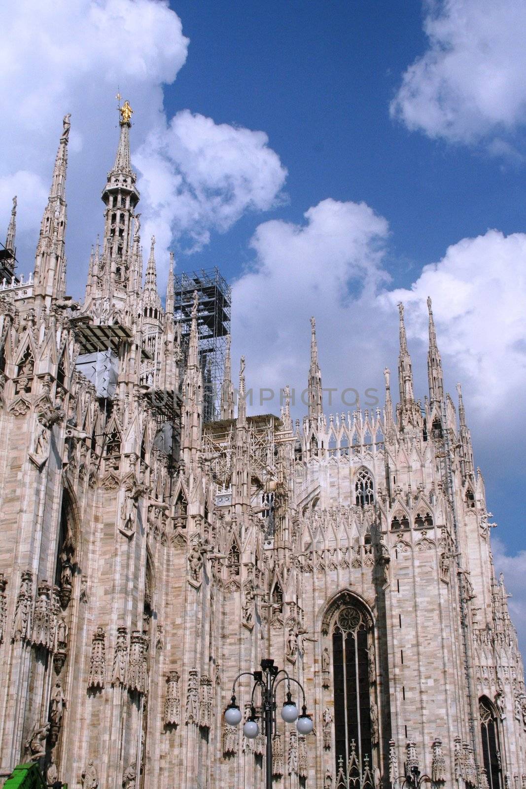 Spires details, cathedral of Duomo, Milan
