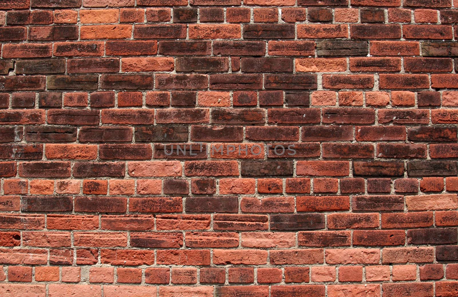 An old red brick wall background.
