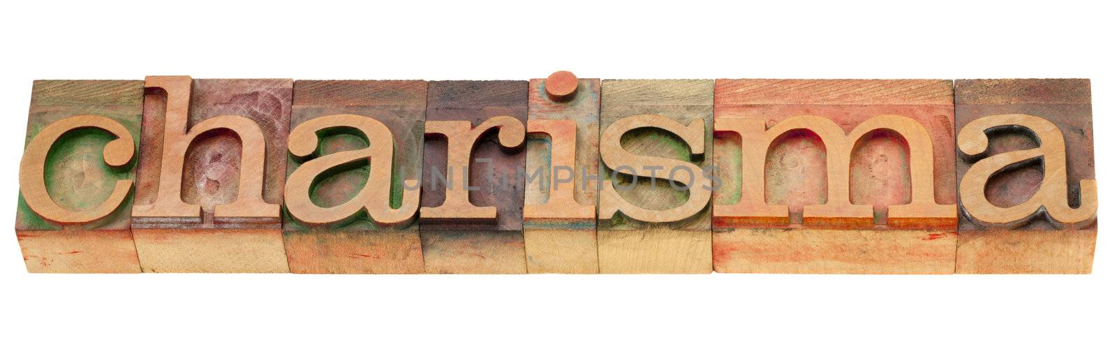 charisma word letterpress type by PixelsAway