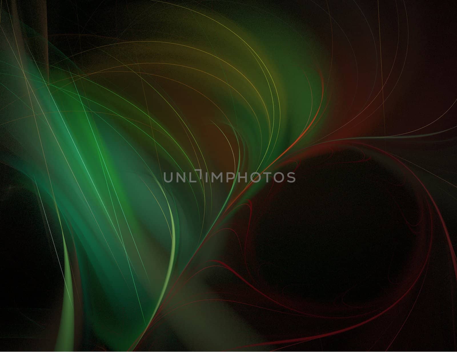 Abstract Green and Red Grass on Black Background