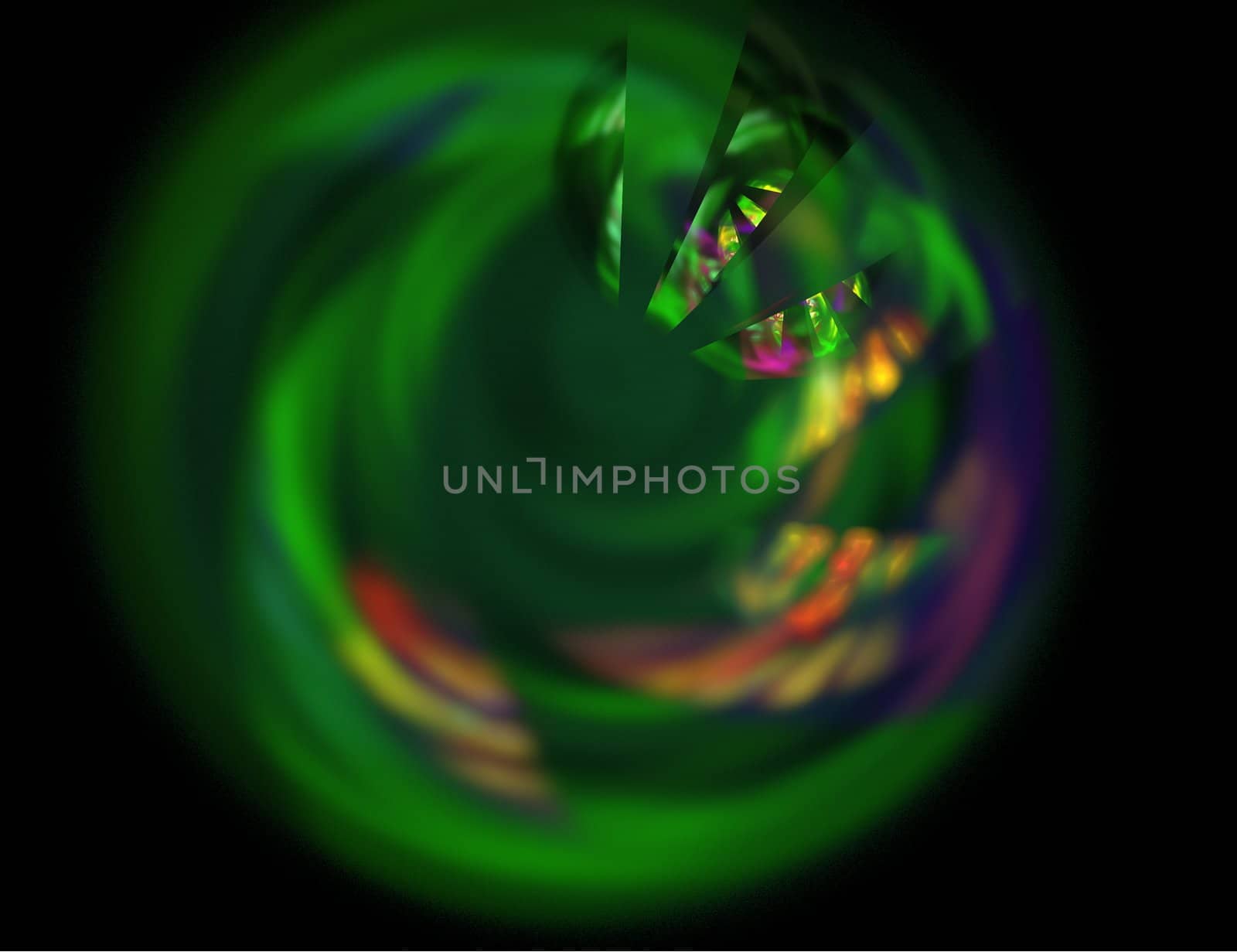 Abstract Green Swirl on Black by green308