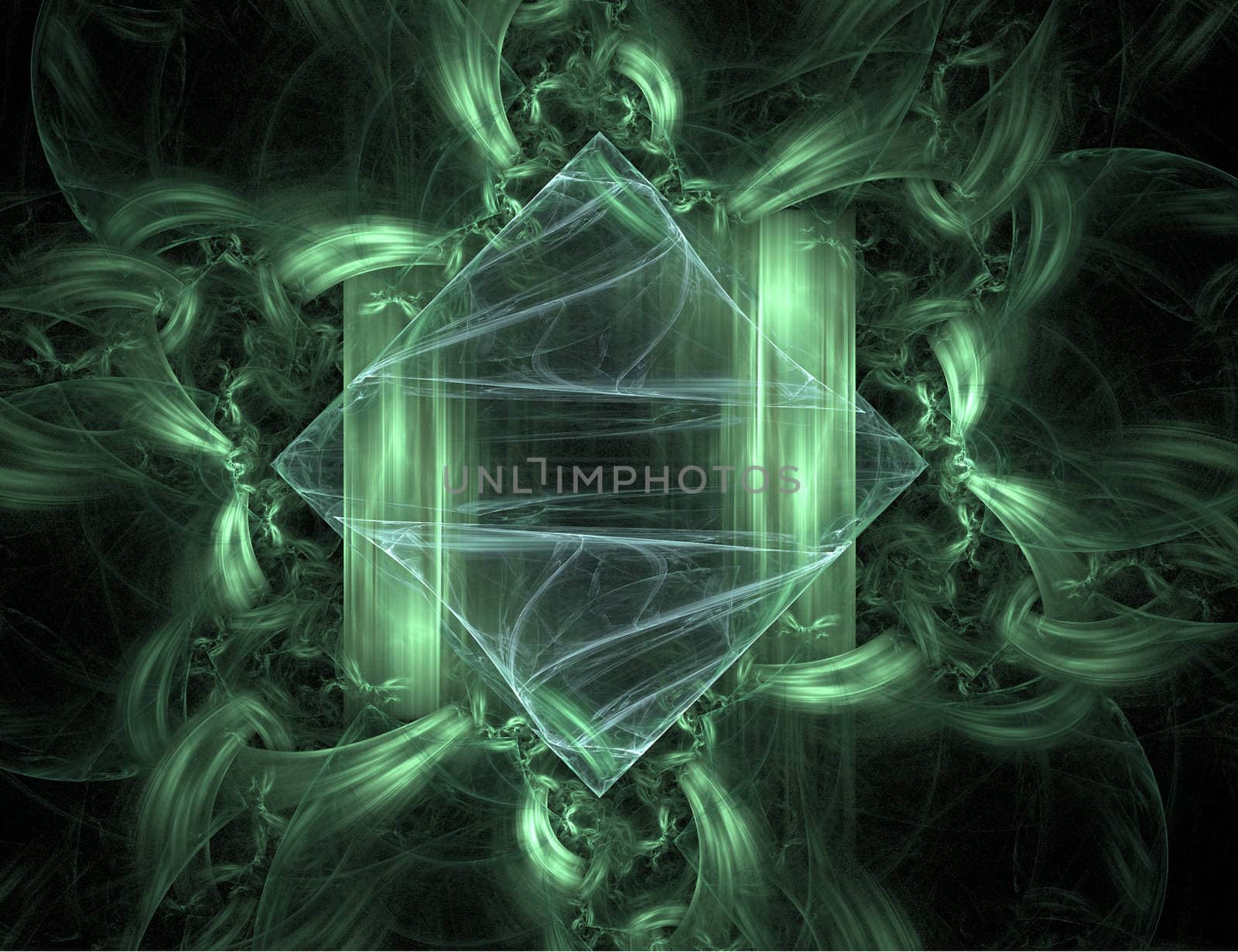 Abstract Green Diamond Symbol on Black Background