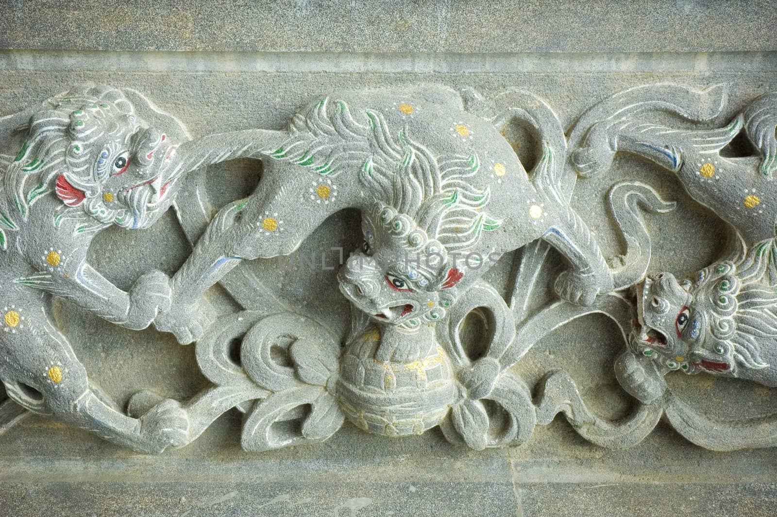 Qilin decor at buddhism temple 