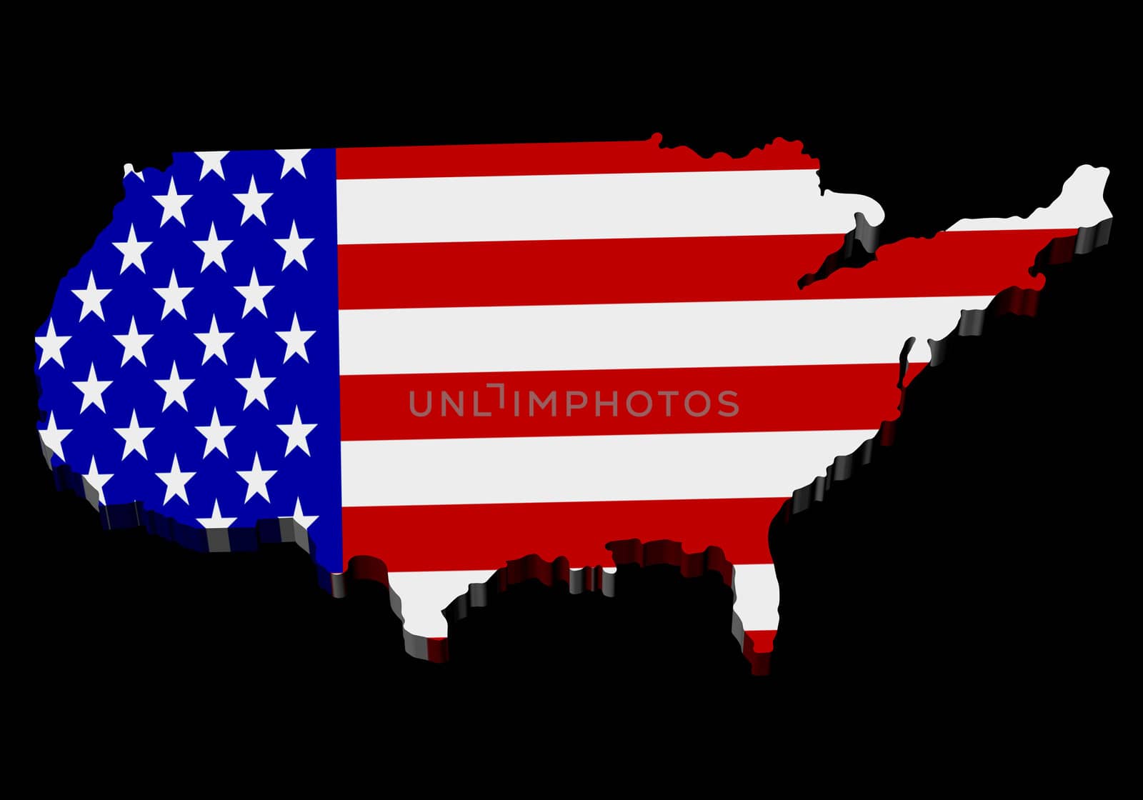 United States Map with flag over the map