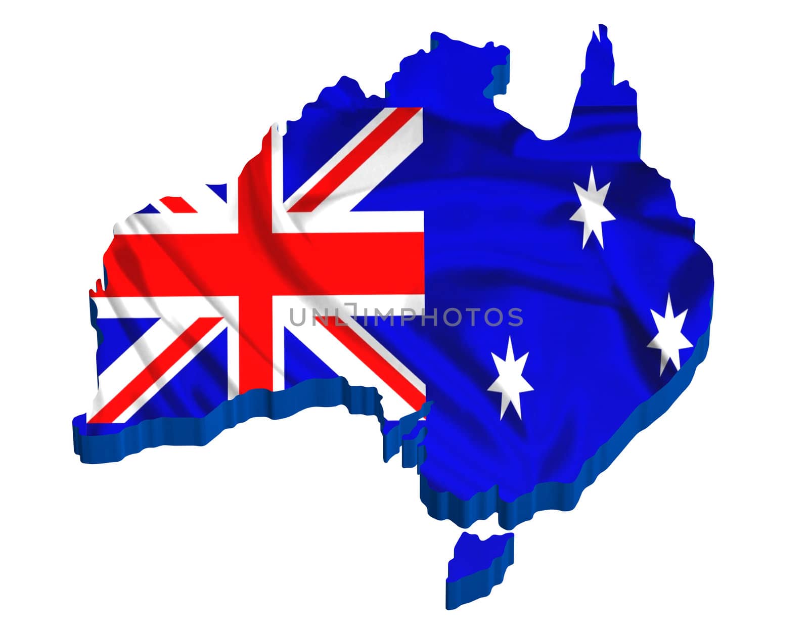 Australia Map rendered with flag over the map