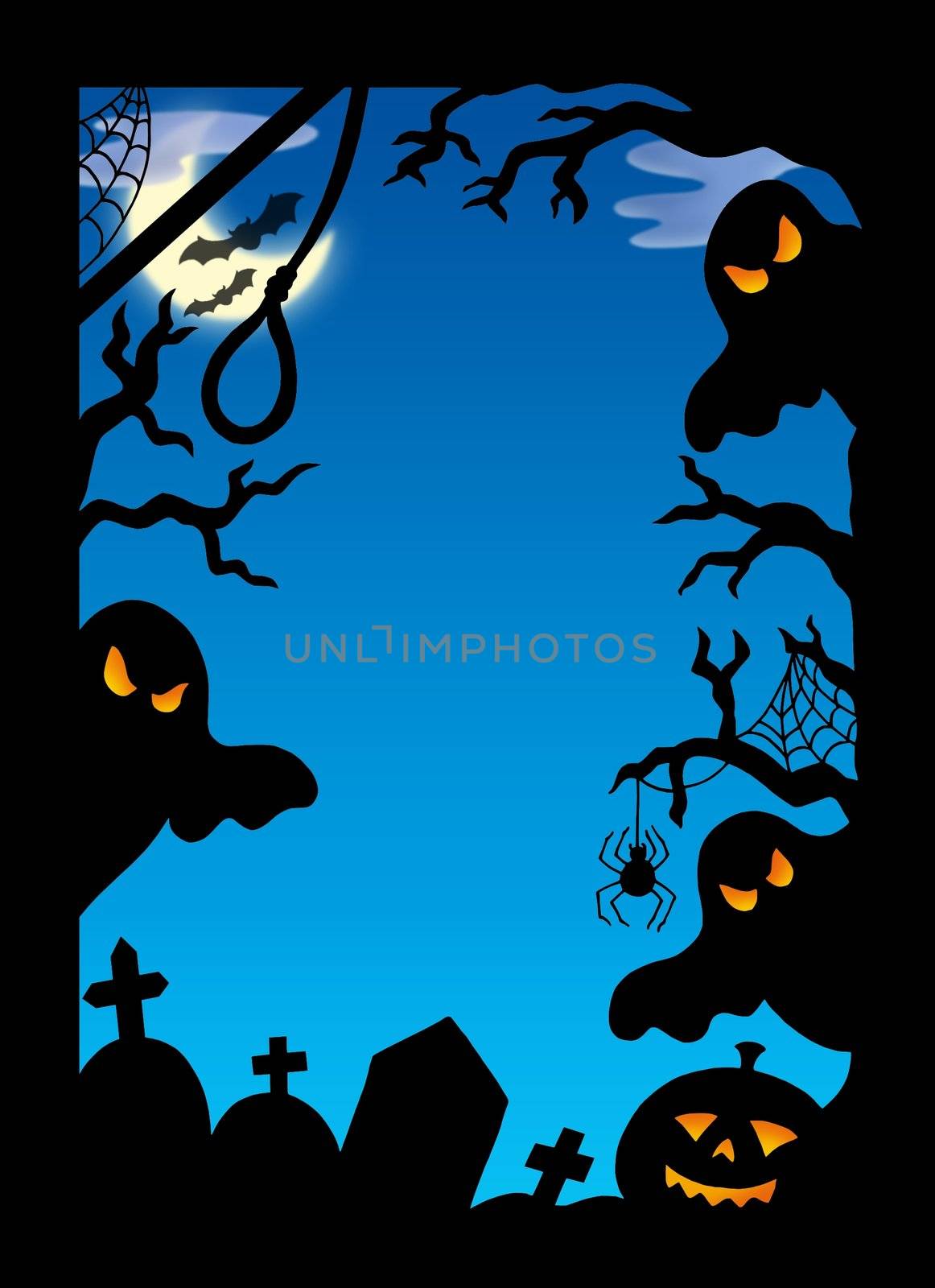 Spooky silhouette frame - color illustration.