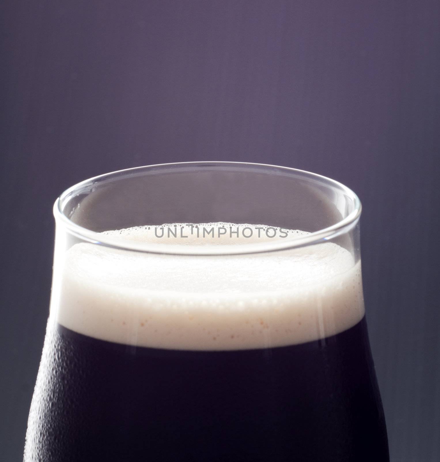 Close up of a glass of irish stout