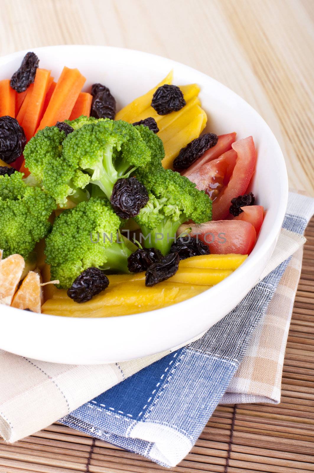 Fresh fruit and vegetable salad.