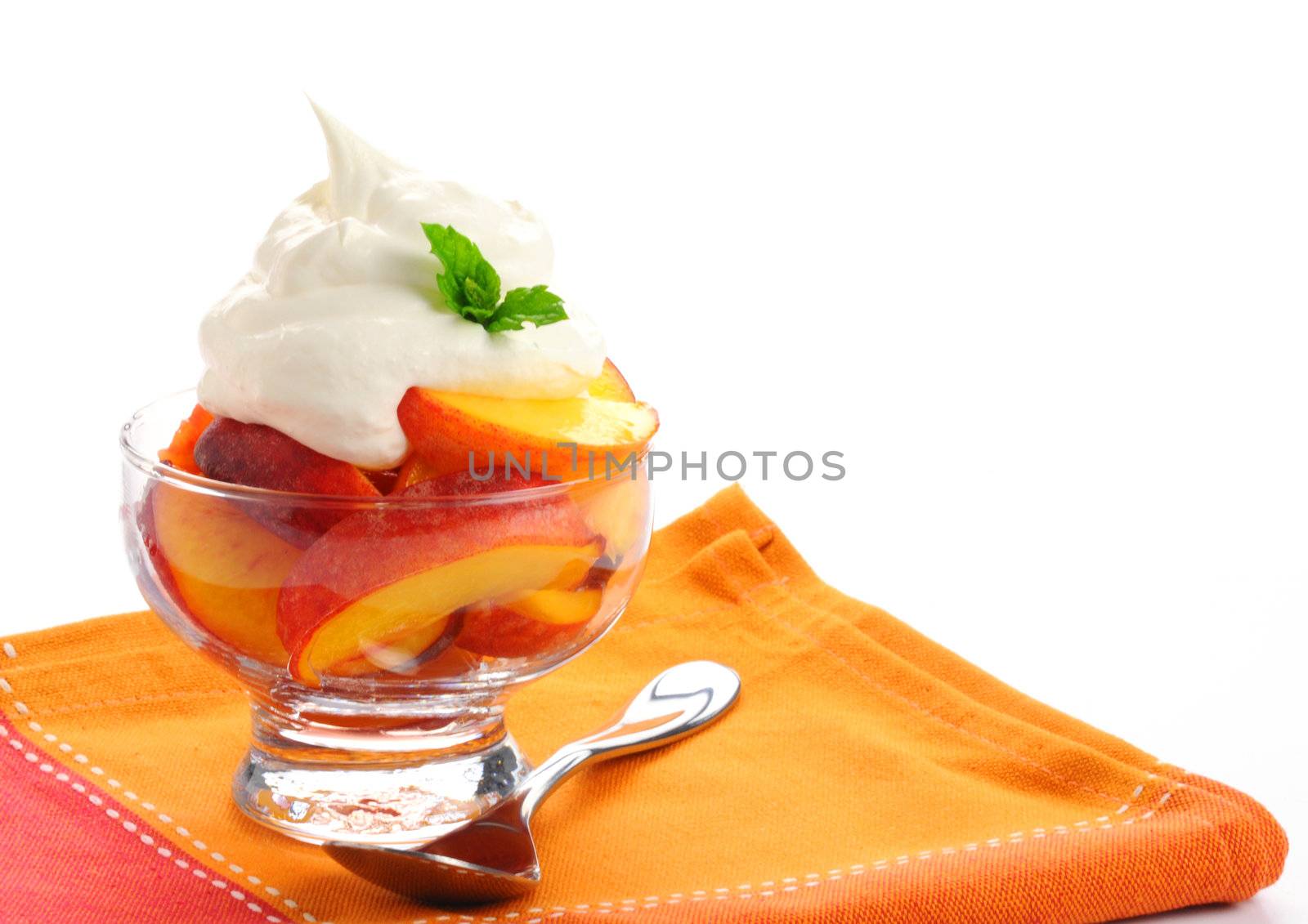 Fresh picked peaches served with whipped cream.