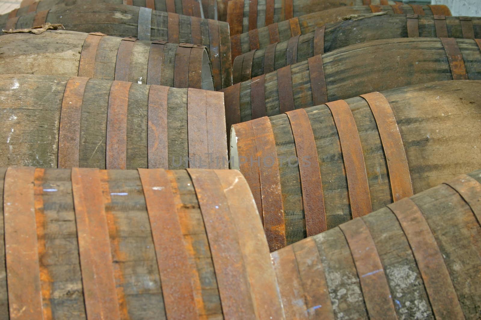 Whisky Barrels at Distillery in Scotland UK by green308