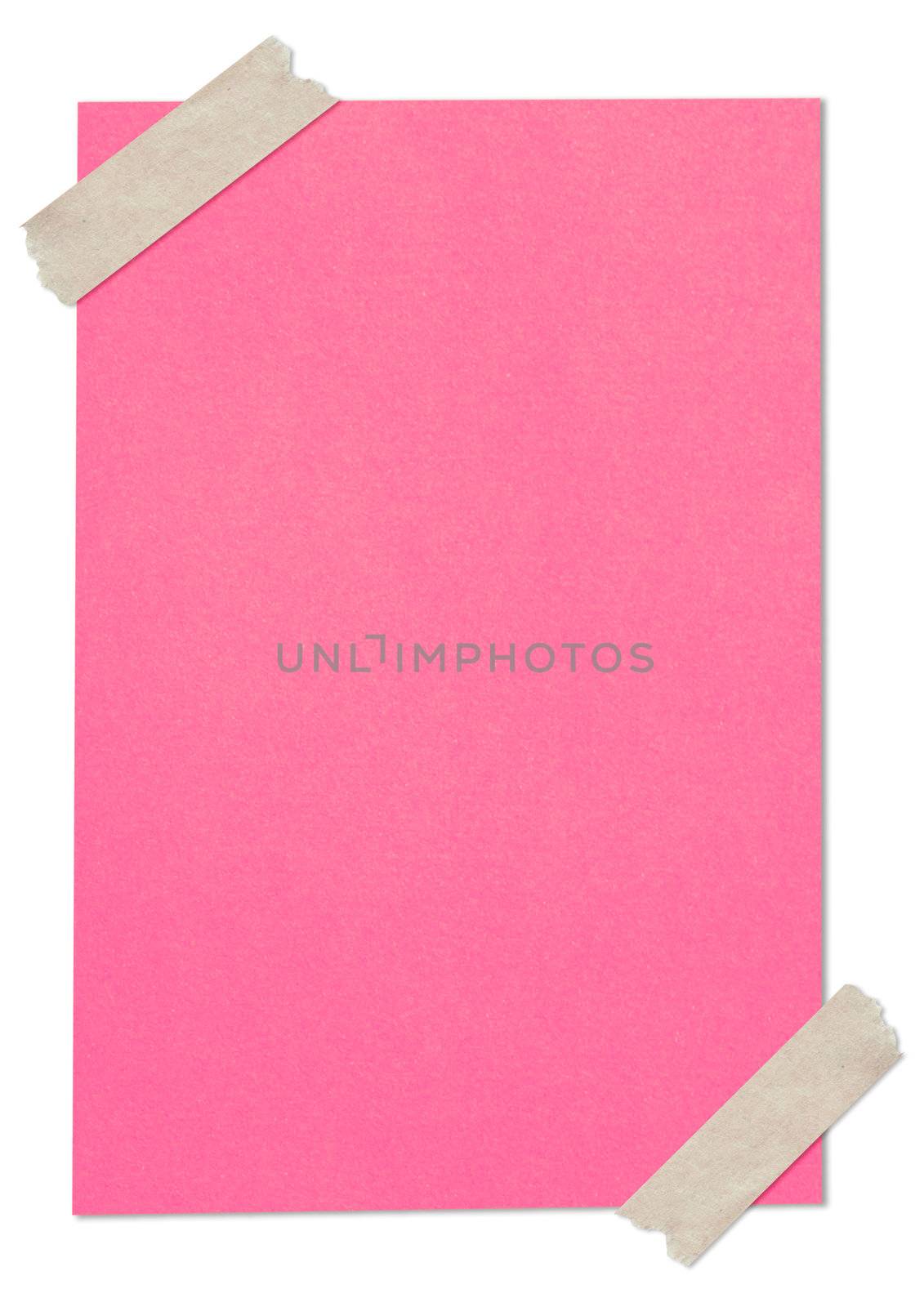 pink blank paper stuck with brown tape by nuchylee