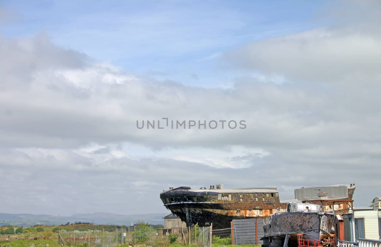 Old Ship Wrecks at Ayr Scotland UK